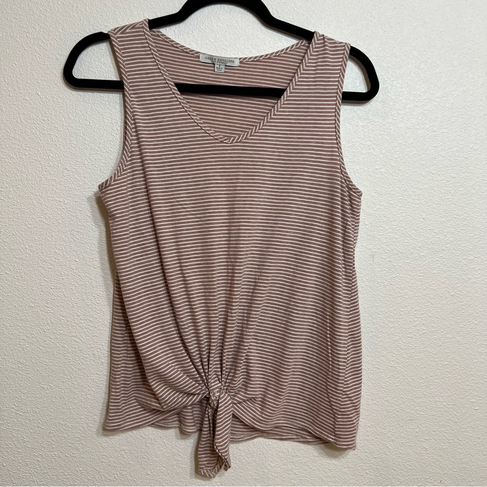 Red and white striped tank top with knot size small